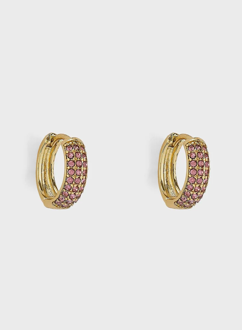 Rubi Embellished October Tourmaline Hoop Earrings