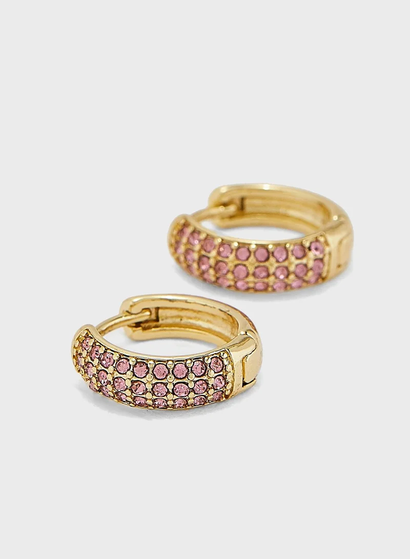 Rubi Embellished October Tourmaline Hoop Earrings