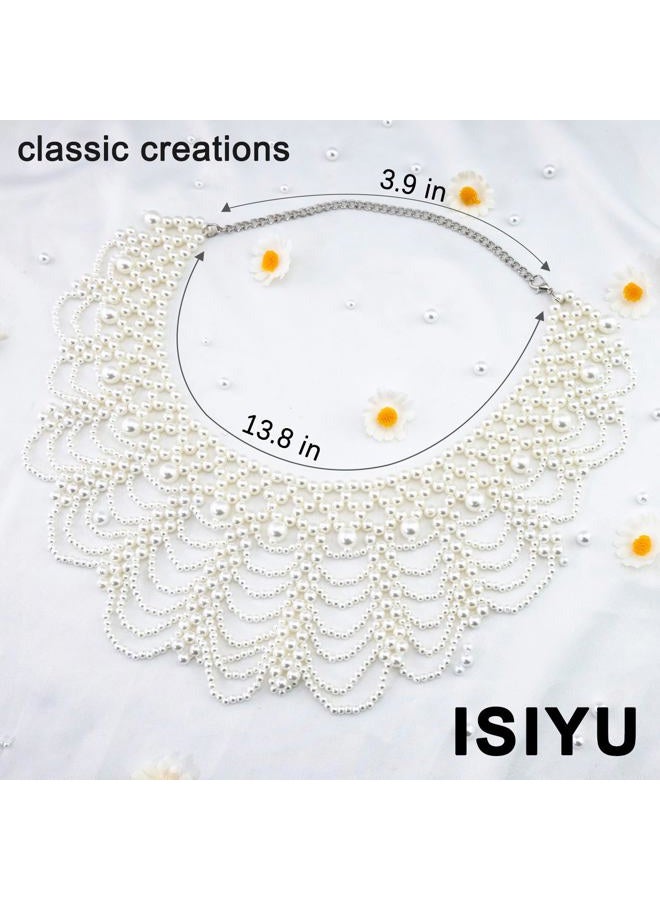isiyu Pearl Choker Necklaces for Women Faux Pearl Necklaces Summer Layered Pearl Necklace Fashion Jewelry Gifts for Mom Jewelry for Women Gifts for Mom, Pearl, artificial pearls - Image 4