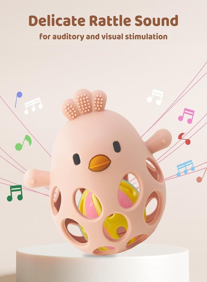 Onomie Baby Teething Chick Toy, Upgraded Easy Grasp Silicone Teething Rattle Ball Toy for Babies Over 3 Months, 100% Food Grade, Gift for Infant Boys and Girls 0-6-12 Months (Pink) - Image 5
