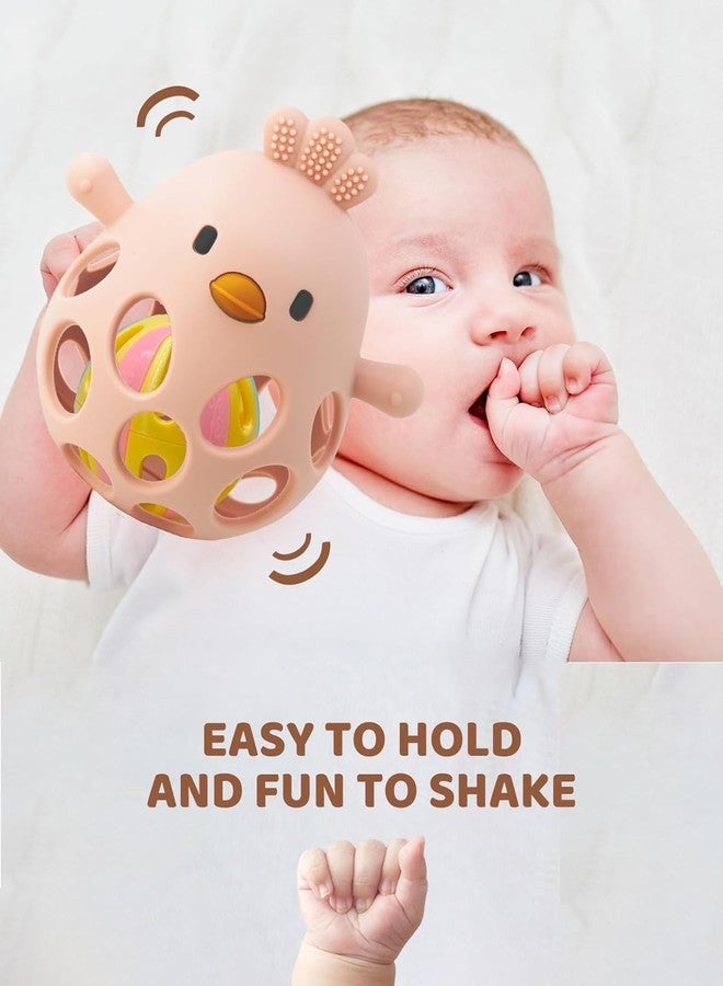 Onomie Baby Teething Chick Toy, Upgraded Easy Grasp Silicone Teething Rattle Ball Toy for Babies Over 3 Months, 100% Food Grade, Gift for Infant Boys and Girls 0-6-12 Months (Pink) - Image 3