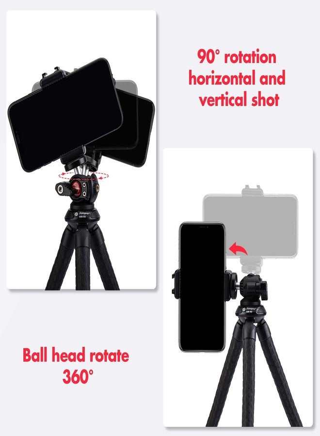 Fotopro RM-80 Flexible Tripod with Ball Head - Bendable Phone Stand for Travel Vlogging, Handheld Camera Mount, Compatible with Smartphones, Compact & Portable - Image 2