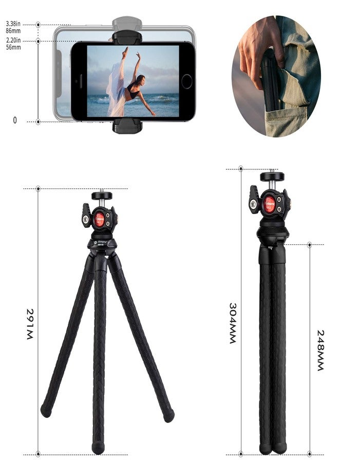 Fotopro RM-80 Flexible Tripod with Ball Head - Bendable Phone Stand for Travel Vlogging, Handheld Camera Mount, Compatible with Smartphones, Compact & Portable - Image 5