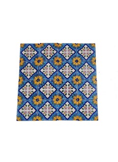 Shiv Kripa Blue Pottery Shiv Kripa Blue Pottery Luxury Floral Decorative Crafted Tabletop Flooring Wall Interior Exterior Traditional 3 x 3 inch Tiles Pack of 16 Tiles 