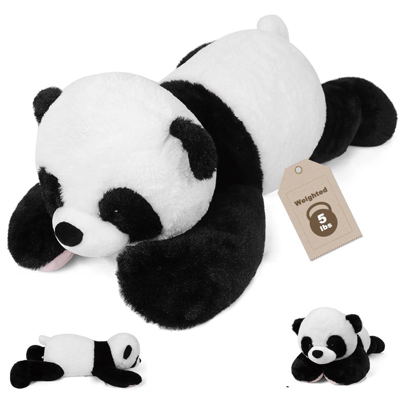 JellyMallow 5 lbs 24 inches Panda Weighted Stuffed Animals Cuddly Weighted Panda Plush Pillow Giant Plushie Ideal Gift for Adults  Kids - Image 2