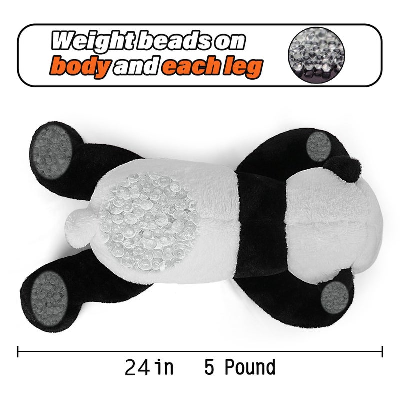 JellyMallow 5 lbs 24 inches Panda Weighted Stuffed Animals Cuddly Weighted Panda Plush Pillow Giant Plushie Ideal Gift for Adults  Kids - Image 3