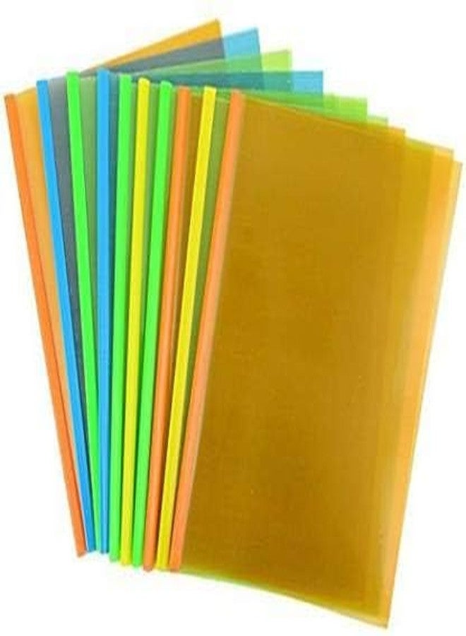 Red Champion Plastic Stick File A4 Size Transparent File Resume File Folder for Office School Collage Pack of 10 Picess Multicolored - Image 2