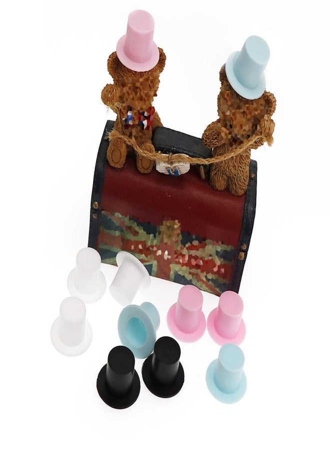 luzen 60Pcs Plastic Mini Top Hats Clown Magician Hats Miniature Top Hats DIY Christmas Decorative Hats Craft Accessories for Crafts DIY Christmas Decoration Party Supplies, 4 Colors - Image 3