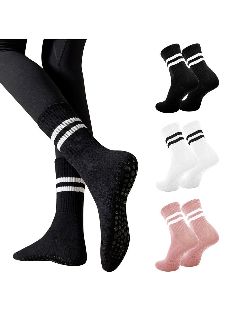Yakiter 3 Pairs Yoga Socks For Women，Non Slip Socks Pilates Socks For Yoga,Pilates， Ballet, Dance（Pink，Black，White） - Image 1