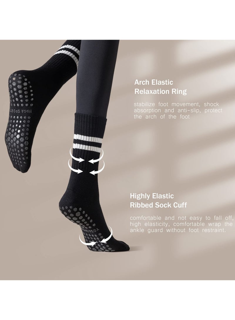 Yakiter 3 Pairs Yoga Socks For Women，Non Slip Socks Pilates Socks For Yoga,Pilates， Ballet, Dance（Pink，Black，White） - Image 5