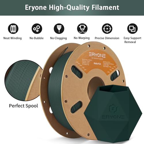 ERYONE Matte 3D Printer PLA Filament 1.75 +/- 0.03mm, Matte Filament PLA 1KG(2.2LBS) Spool, Black Forest Green - Image 3