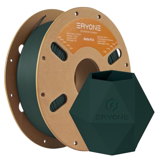 ERYONE Matte 3D Printer PLA Filament 1.75 +/- 0.03mm, Matte Filament PLA 1KG(2.2LBS) Spool, Black Forest Green - Image 1
