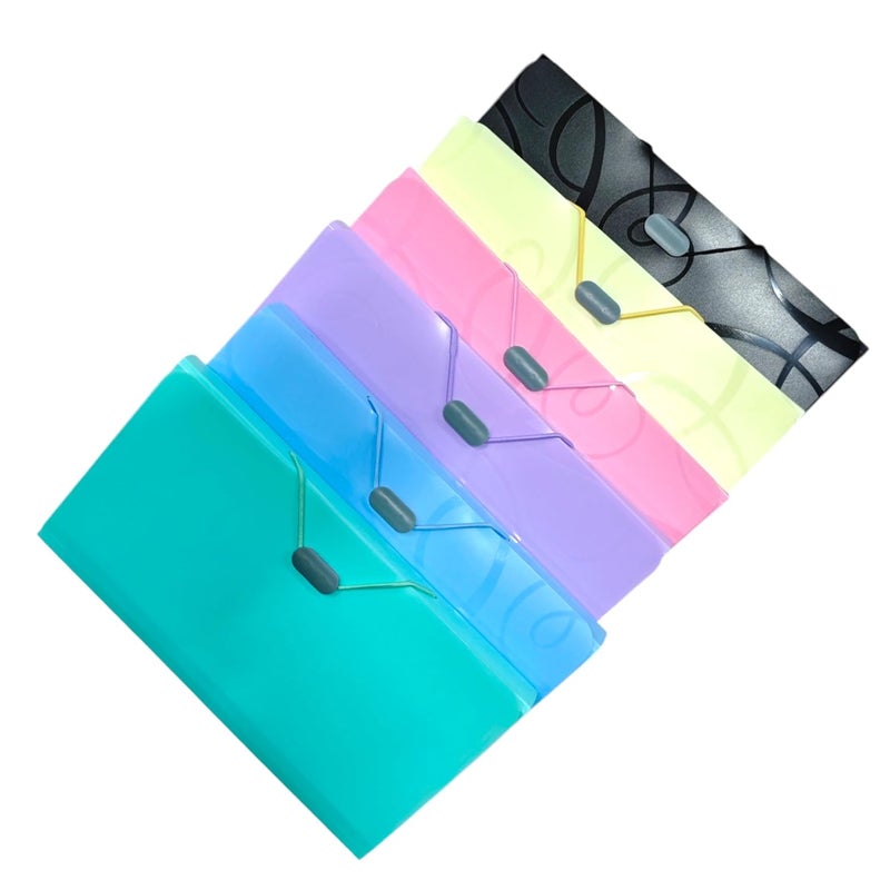 Campio Expanding Cheque Book Holder Case Pouch, 13 Pocket Passbook Holder, Bill Folder, Passport, Memo Cards, Cash Storage, Pouch Organizer with Elastic Swing - Multi Color Pack of 4 - Image 1
