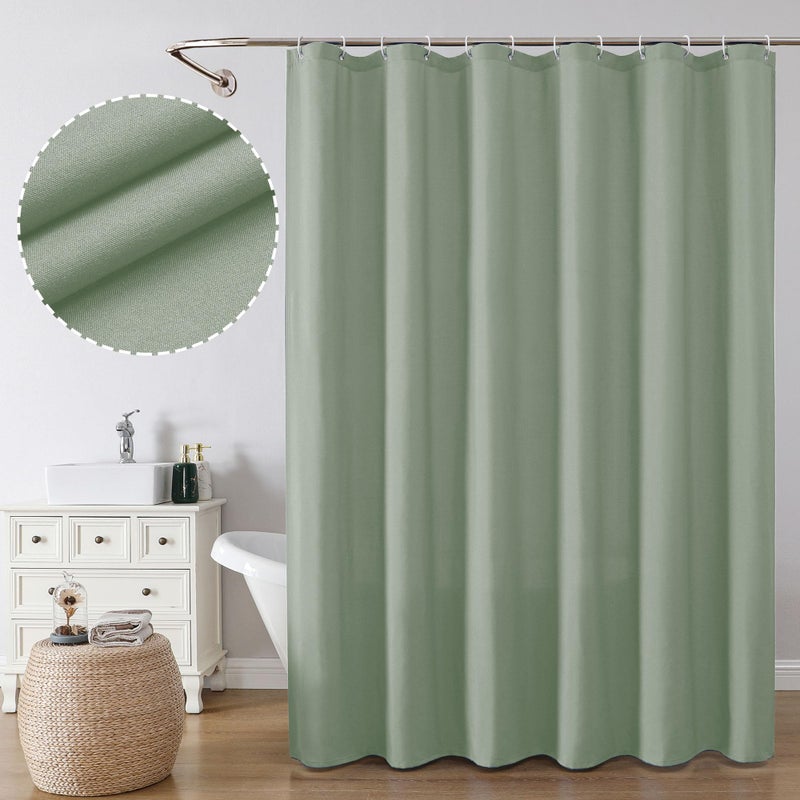 OVZME Zora Sage Green Shower Curtain for Bathroom, Fabric Shower Curtain Bath Decoration - Soft Cloth Hotel Spa Quality, Water Repellent, Modern Shower Curtain Set with 12 Hooks, Grommets Top, 72Wx72L - Image 1