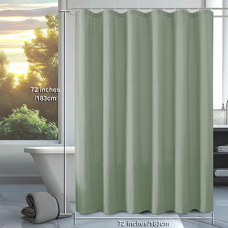 OVZME Zora Sage Green Shower Curtain for Bathroom, Fabric Shower Curtain Bath Decoration - Soft Cloth Hotel Spa Quality, Water Repellent, Modern Shower Curtain Set with 12 Hooks, Grommets Top, 72Wx72L - Image 2