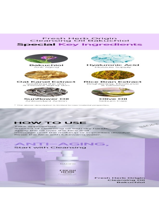 NACIFIC Fresh Herb Origin Cleansing Oil with Bakuchiol for Makeup Removal & Deep Cleansing - 300ml - Image 5