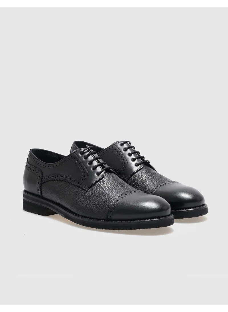 Cabani Leather Black Lace-Up Men's Classic Shoes