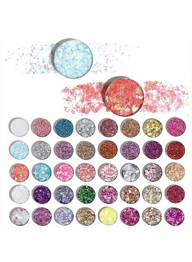 evpct CAKAILA 40 Colors Glitter Sparkle Eyeshadow Palette Glitter Glue Gel Pallete Eyeshadow Face Paint Glitter White Silver Colorful Sparkly Eye Makeup Glitter Eyeshadow Pallet Palettes Glitter Women - Image 2
