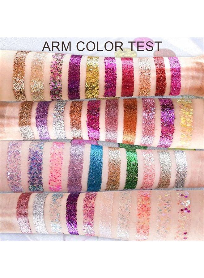 evpct CAKAILA 40 Colors Glitter Sparkle Eyeshadow Palette Glitter Glue Gel Pallete Eyeshadow Face Paint Glitter White Silver Colorful Sparkly Eye Makeup Glitter Eyeshadow Pallet Palettes Glitter Women - Image 4