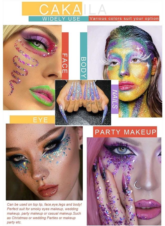 evpct CAKAILA 40 Colors Glitter Sparkle Eyeshadow Palette Glitter Glue Gel Pallete Eyeshadow Face Paint Glitter White Silver Colorful Sparkly Eye Makeup Glitter Eyeshadow Pallet Palettes Glitter Women - Image 5