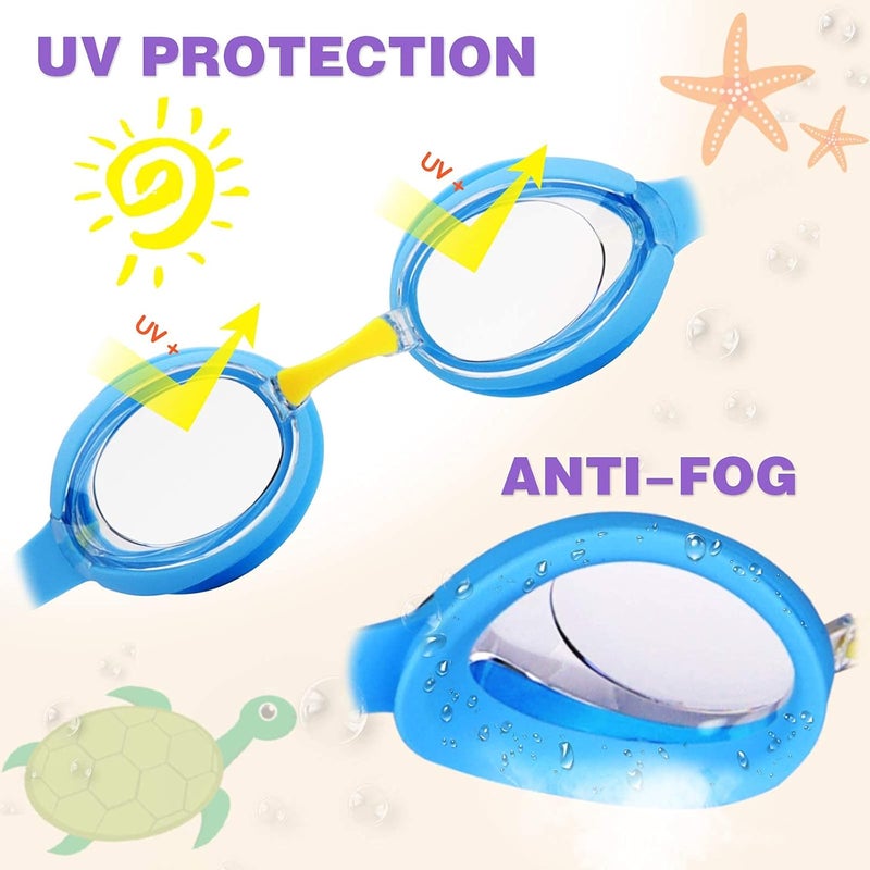 Keary Kids Swim Goggles for Toddler Kids Youth(3-12),Anti-Fog Waterproof Anti-UV Clear Vision Water Pool Goggles - Image 3