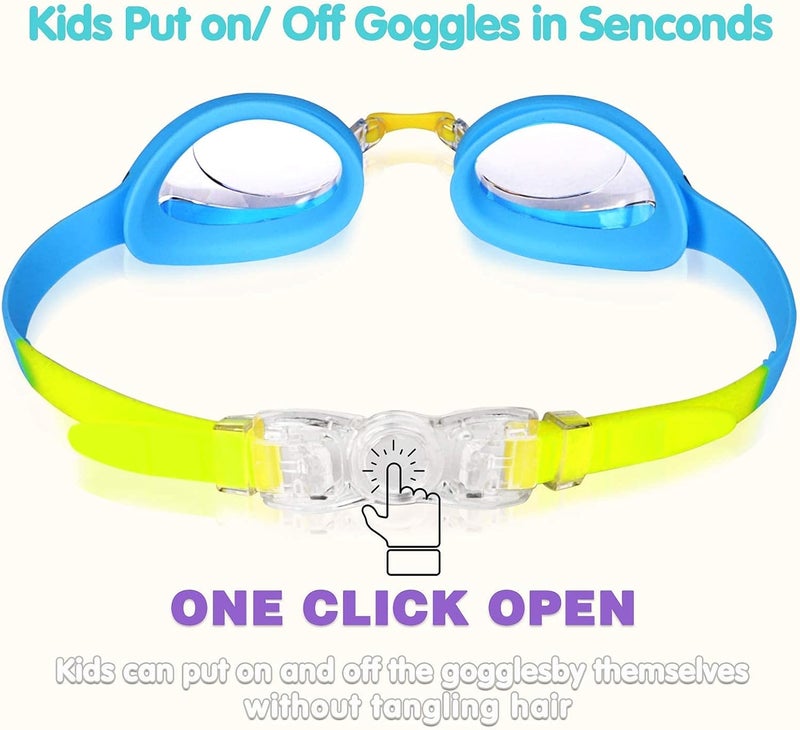 Keary Kids Swim Goggles for Toddler Kids Youth(3-12),Anti-Fog Waterproof Anti-UV Clear Vision Water Pool Goggles - Image 4
