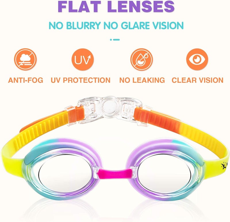 Keary Kids Swim Goggles for Toddler Kids Youth(3-12),Anti-Fog Waterproof Anti-UV Clear Vision Water Pool Goggles - Image 2