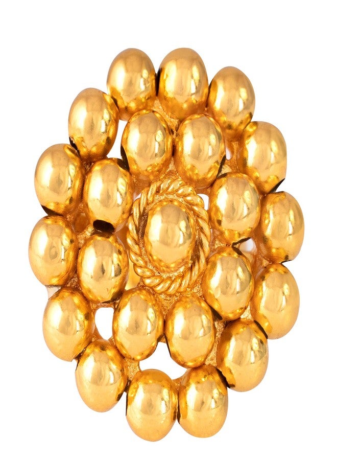 JFL - Jewellery for Less Gold Plated Flower Beaded Adjustable Finger Ring For Women & Girls,Valentine - Image 1