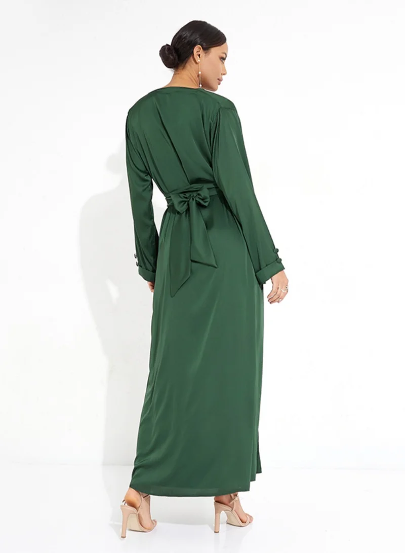 Rosette Abaya Green Elegant Abaya Set with 3 Pieces