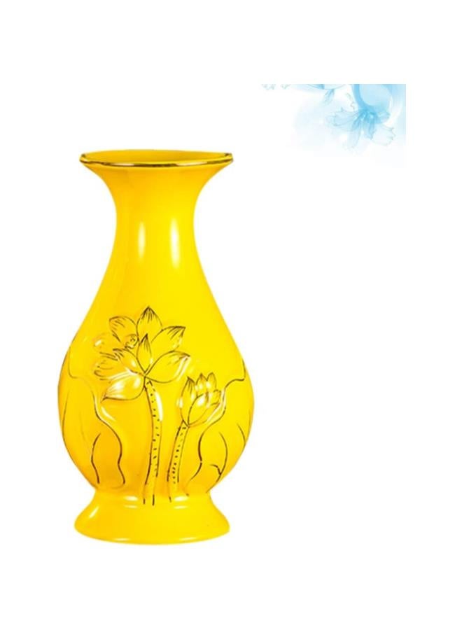 klarako Porcelain Ceramic Vase Buddhist Decoration Lotus Pattern Vase Table Centerpiece for Living Room Kitchen Table Office Yellow  - Image 3