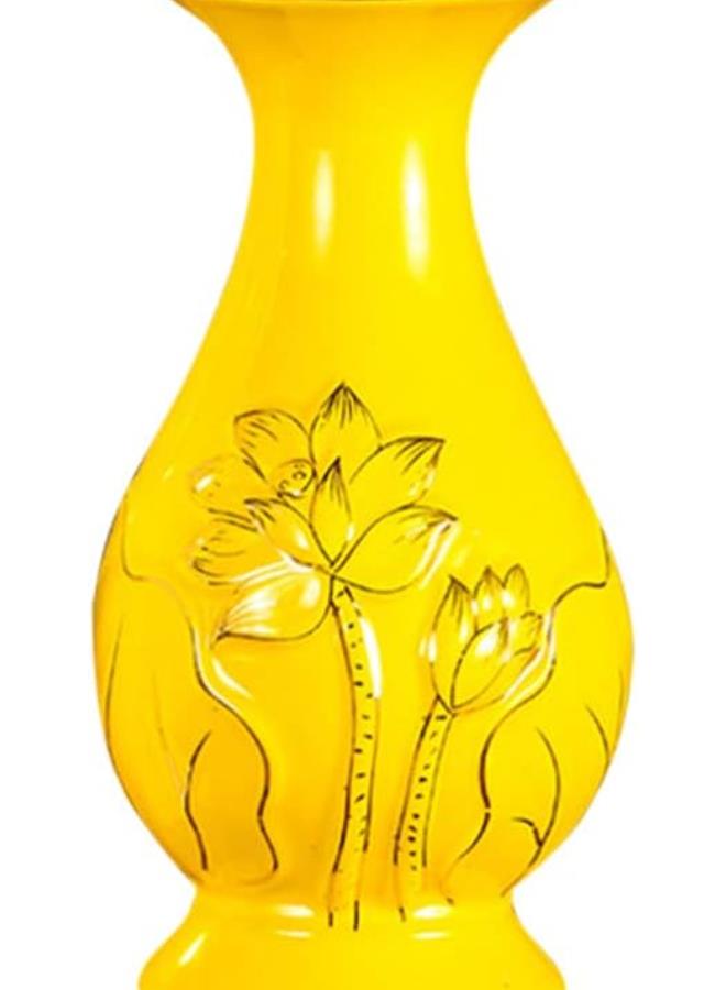 klarako Porcelain Ceramic Vase Buddhist Decoration Lotus Pattern Vase Table Centerpiece for Living Room Kitchen Table Office Yellow  - Image 1