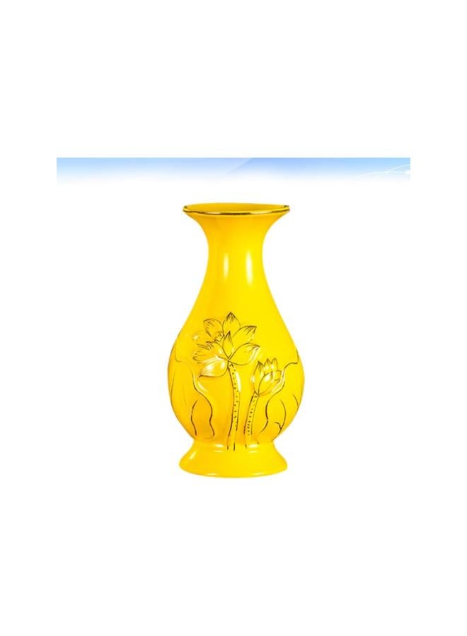 klarako Porcelain Ceramic Vase Buddhist Decoration Lotus Pattern Vase Table Centerpiece for Living Room Kitchen Table Office Yellow  - Image 2