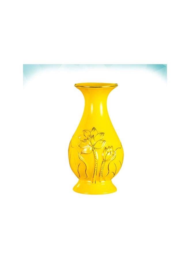 klarako Porcelain Ceramic Vase Buddhist Decoration Lotus Pattern Vase Table Centerpiece for Living Room Kitchen Table Office Yellow  - Image 5
