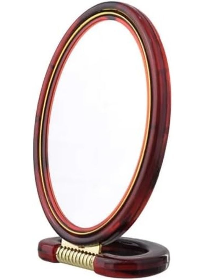 Plastic and Glass Oval Double Sided Cosmetic Hand Mirror - Image 4