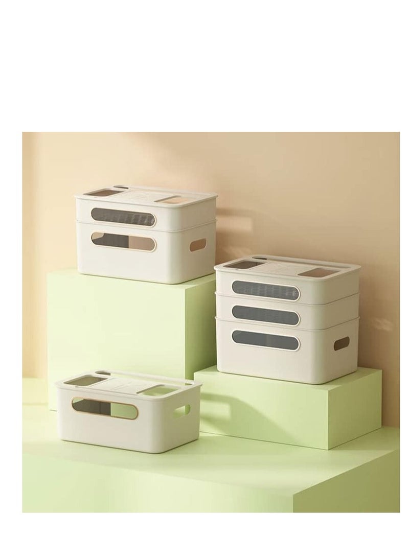 Cable Management Box, 3-Tier Wifi Wireless Router Dustproof Case, Set-Top Box STB Optical Modem Cover, Cord Socket Board Storage Container, Plastic Desktop Cable Organiser for TV Cabinet