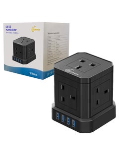 SRTECH SRTECH, Power Strip, 5-Way Plug extension Cord - Power Extension socket with multi Charging stations, Durable fused cord, Cube design, 1-Year warranty (1 USB-C + 3 USB-A)  - Image 1