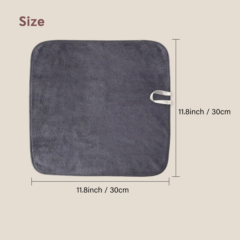 Nugilla Makeup Remover Cloth 12 x 12 Inch, Reusable Makeup Remover Towels for Washing Face, 6 Pack Washable Microfiber Face Cloth Fast Drying Washcloth, Grey - Image 4