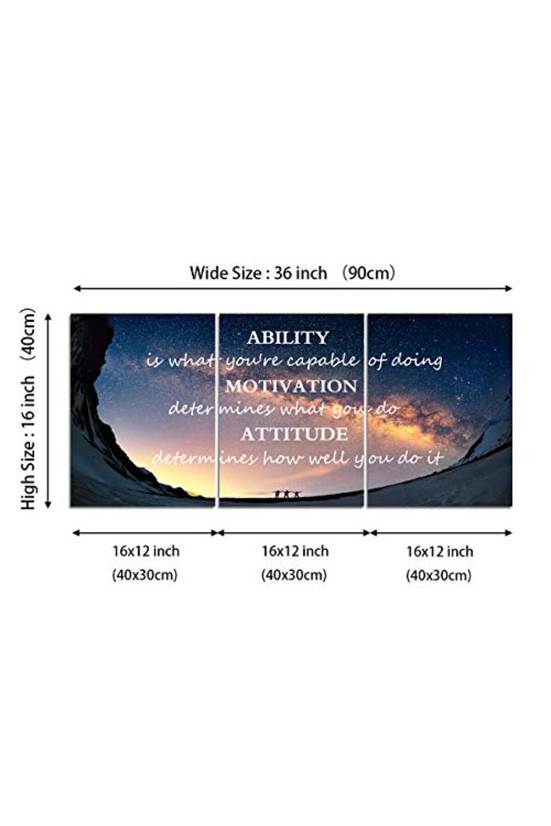 Yetaryy Motivational Quotes Canvas Wall Art Inspirational Ability Motivation Attitude Saying Words Posters Prints Entrepreneur Quote Home Office Bedroom Decor 3 Panels Ready to Hang - 36" W x 16" H - Image 4