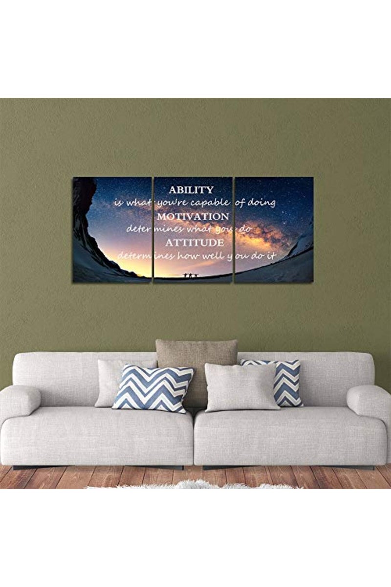 Yetaryy Motivational Quotes Canvas Wall Art Inspirational Ability Motivation Attitude Saying Words Posters Prints Entrepreneur Quote Home Office Bedroom Decor 3 Panels Ready to Hang - 36" W x 16" H - Image 3
