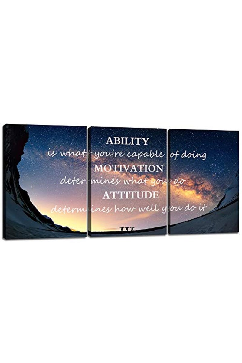 Yetaryy Motivational Quotes Canvas Wall Art Inspirational Ability Motivation Attitude Saying Words Posters Prints Entrepreneur Quote Home Office Bedroom Decor 3 Panels Ready to Hang - 36" W x 16" H - Image 2