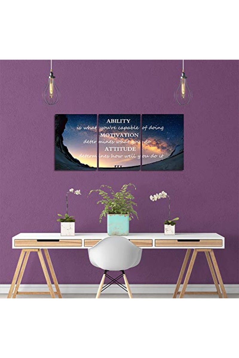 Yetaryy Motivational Quotes Canvas Wall Art Inspirational Ability Motivation Attitude Saying Words Posters Prints Entrepreneur Quote Home Office Bedroom Decor 3 Panels Ready to Hang - 36" W x 16" H - Image 5