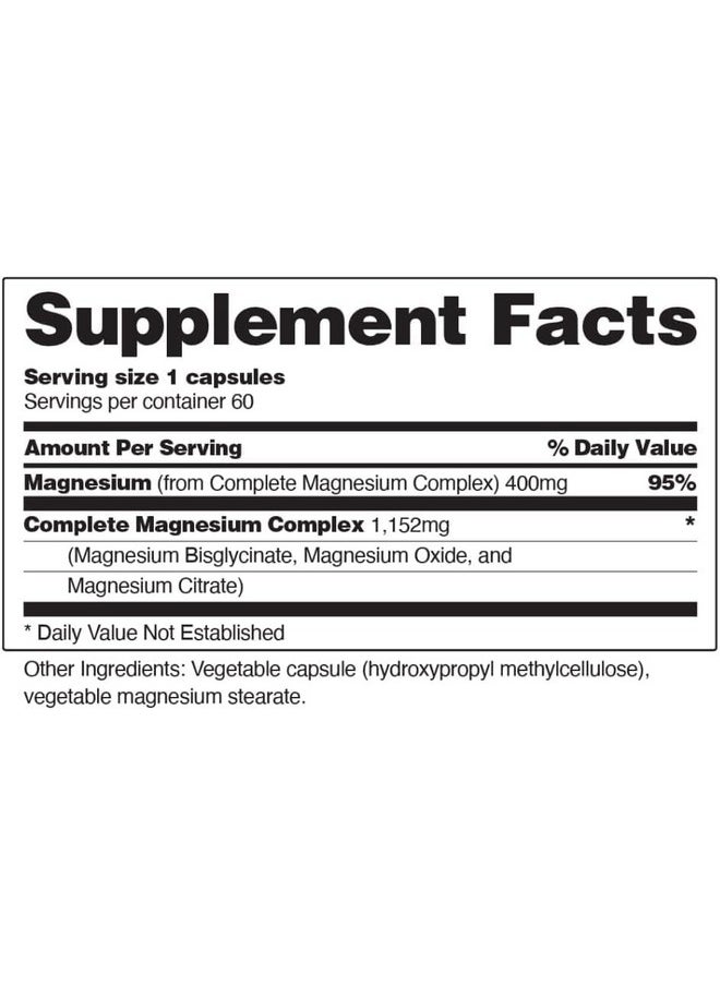 SNAP SUPPLEMENTS Snap Supplements 3-in-1 Magnesium Complex Supplement, Magnesium Bisglycinate, Oxide, Citrate, Triple Magnesium Complex, 60 Capsules  - Image 4