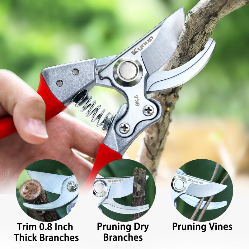 Kynup Pruning Shears, Gardening Scissors, Pruners for Gardening, Heavy Duty Garden Tools, Garden Grass Clippers Hand Hedge Shears, (Red) - Image 4