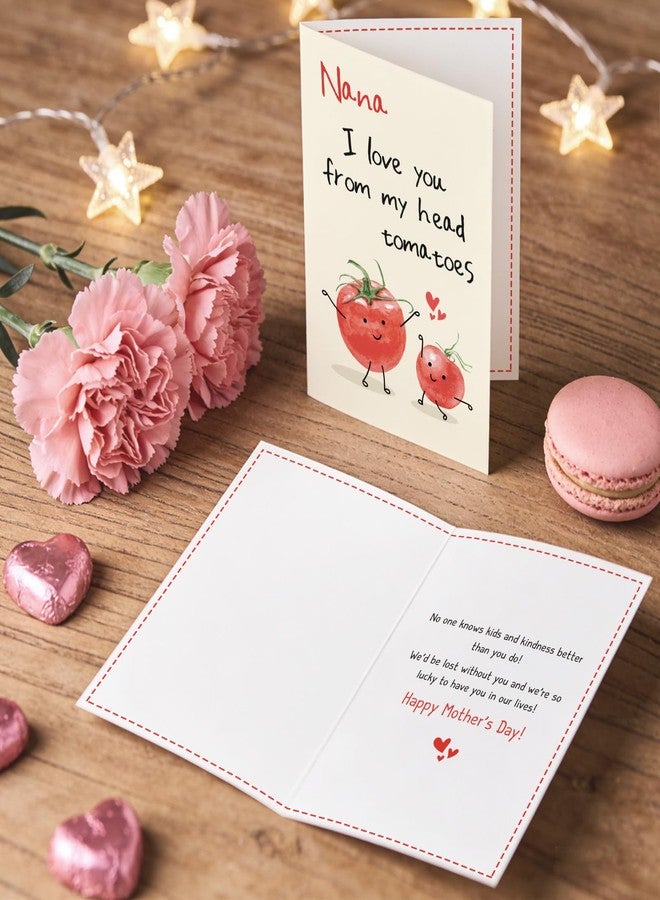 Ogeby Cute Tomato Mother's Day Card for Nana, Funny Pun Mothers Day Card from Grandson Granddaughter, Nana I Love You From My Head Tomatoes - Image 5