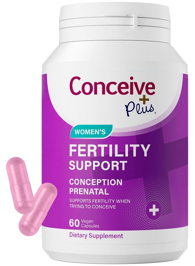 CONCEIVE PLUS Women's Fertility Support: Conception Prenatal Supplements for Her, Aids Hormonal Balance, & Regular Cycles - Folic Acid, B12, Zinc, Biotin, Non-GMO - 60 Vegetarian Soft Capsules - Image 1