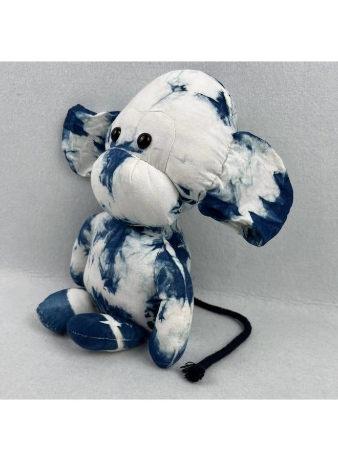 Loquat Handmade Indigo Dyed Yunnan Tie-dyed Waxed Puppet Animal Doll Small Fresh Literary Intangible Cultural Heritage Cultural And Creative Ethnic Gifts-Color:Monkey 31*26*13 - Image 3