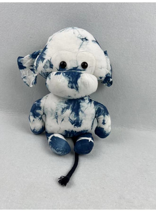 Loquat Handmade Indigo Dyed Yunnan Tie-dyed Waxed Puppet Animal Doll Small Fresh Literary Intangible Cultural Heritage Cultural And Creative Ethnic Gifts-Color:Monkey 31*26*13 - Image 1