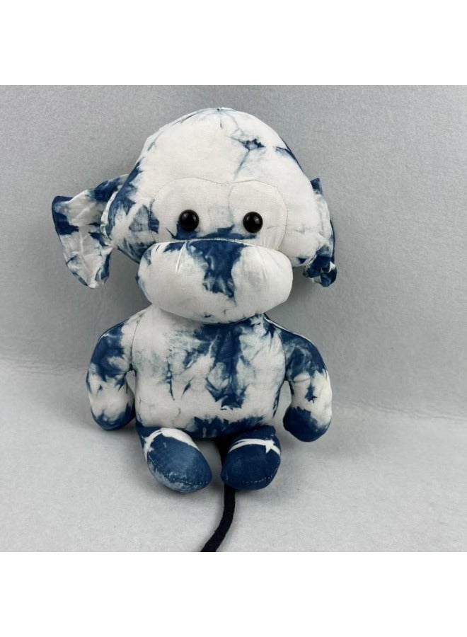 Loquat Handmade Indigo Dyed Yunnan Tie-dyed Waxed Puppet Animal Doll Small Fresh Literary Intangible Cultural Heritage Cultural And Creative Ethnic Gifts-Color:Monkey 31*26*13 - Image 2