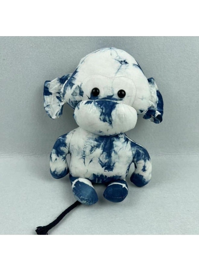Loquat Handmade Indigo Dyed Yunnan Tie-dyed Waxed Puppet Animal Doll Small Fresh Literary Intangible Cultural Heritage Cultural And Creative Ethnic Gifts-Color:Monkey 31*26*13 - Image 5