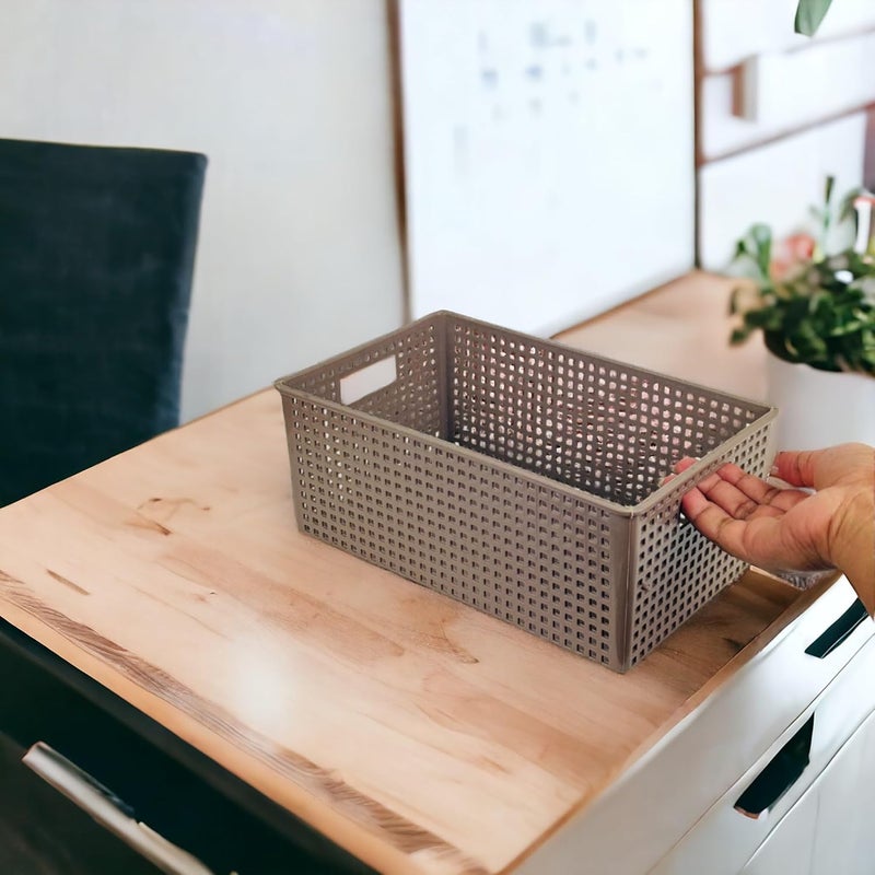 Go Hooked Go Hooked Multipurpose Plastic Storage Basket for Cosmetics Office Fruit Vegetable Bathroom Stationary | Small Fruit Tray Storage Basket Brown  - Image 2